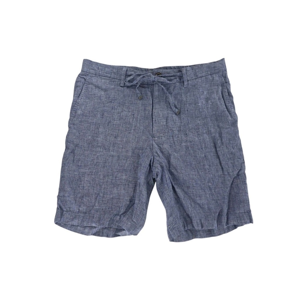 Murano Baird McNutt Linen Shorts Mens 30 Blue Alex Fit Drawstring Chambray Style